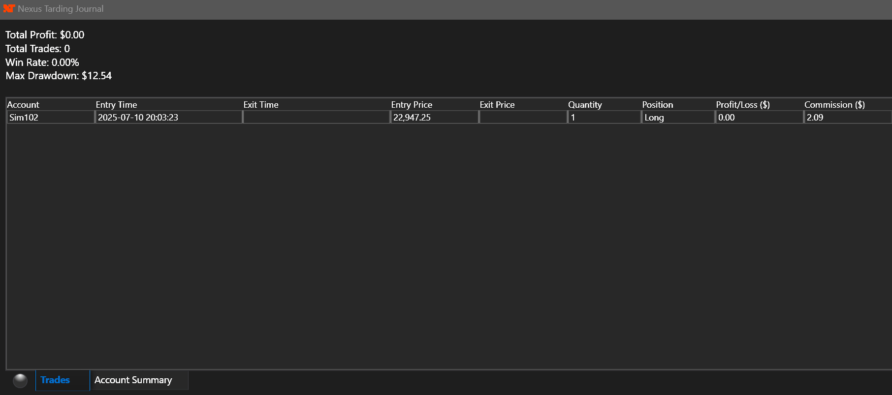Nexus Trading Journal Animation