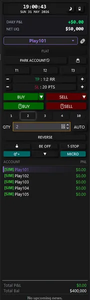 Nexus Chart Trader dark theme