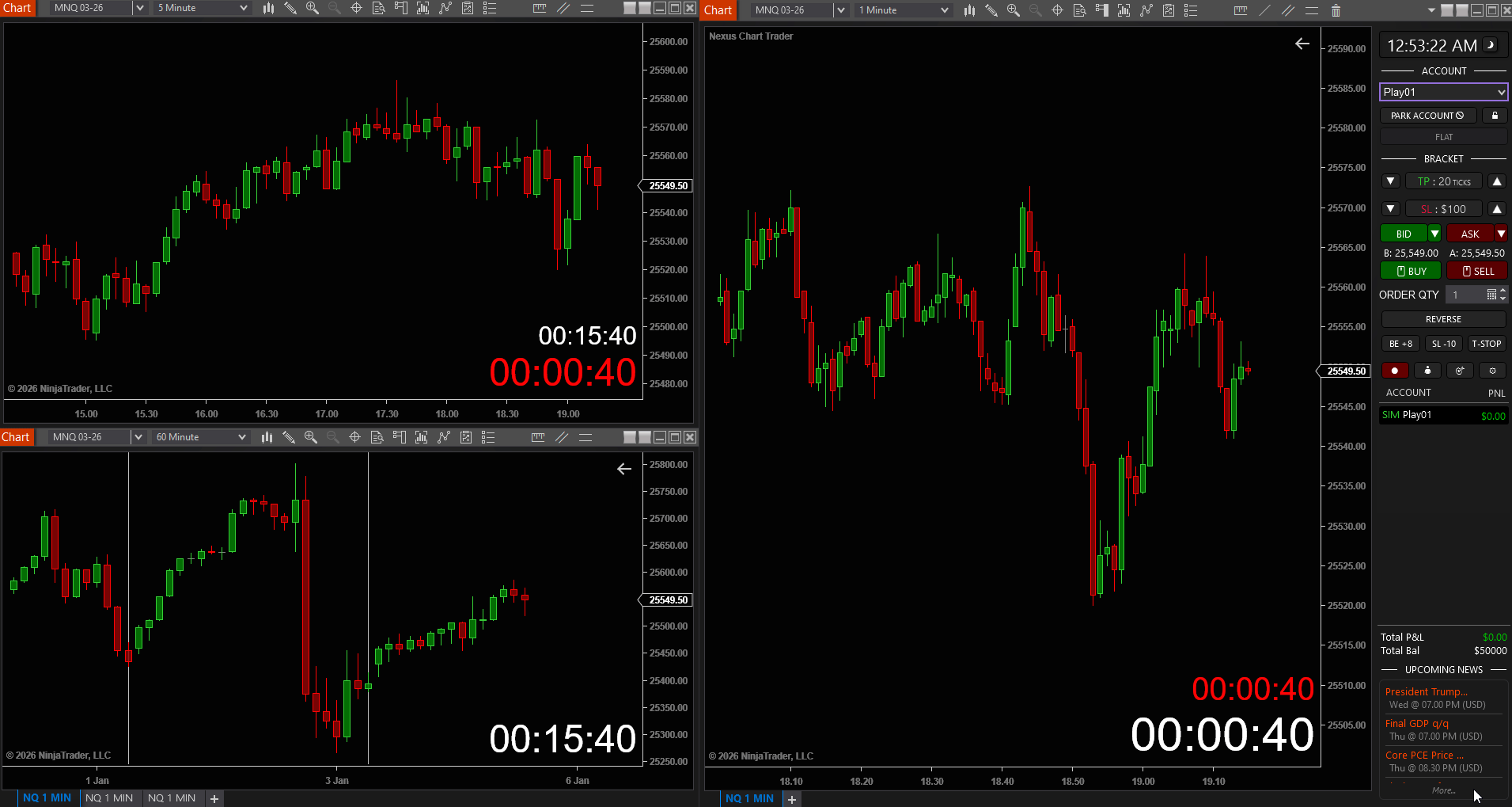 Showcase of the best bar timer for NinjaTrader 8 with multi-timeframe countdown